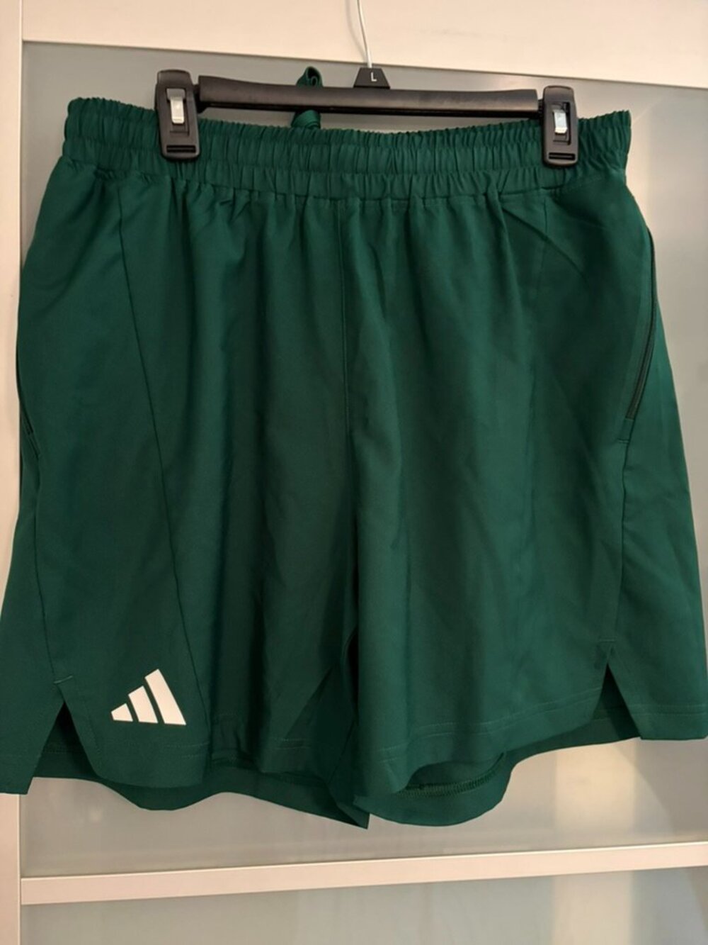 Adidas Men's LT Large Tall Green Training Shorts Zip Pocket Athletic Performance